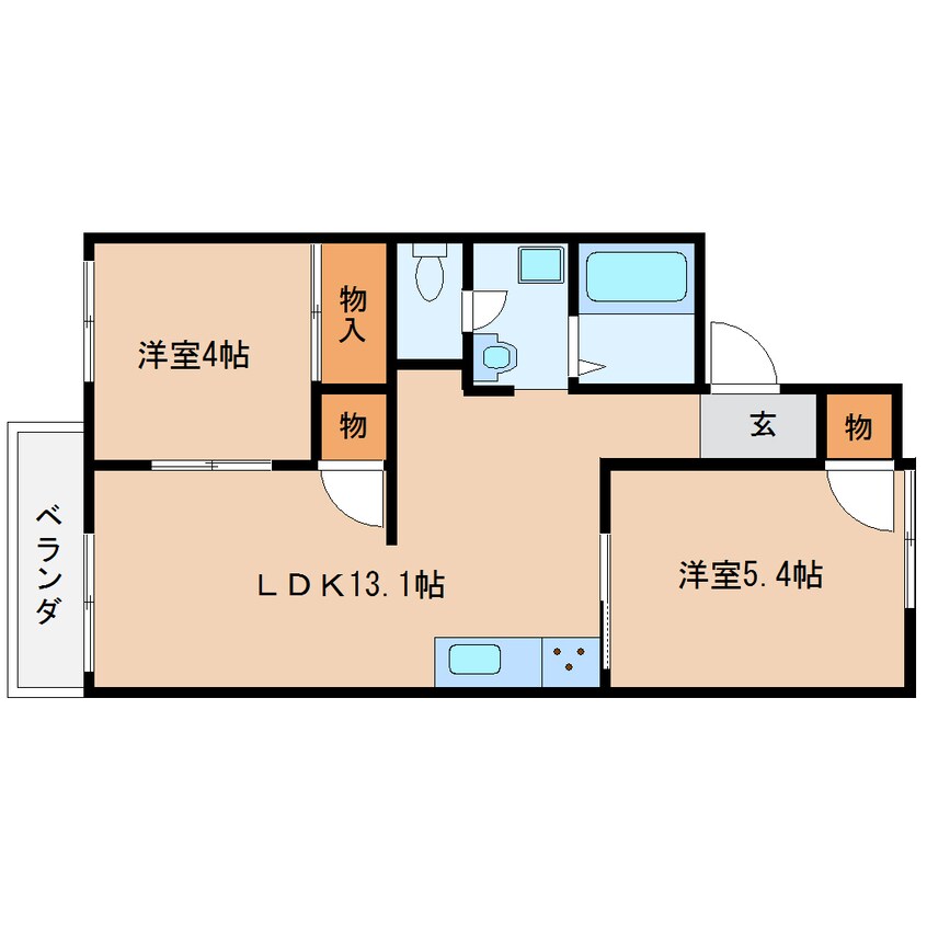 間取図 近鉄大阪線（近畿）/桜井駅 徒歩12分 2階 築35年