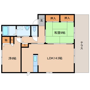間取図 近鉄大阪線（近畿）/大和朝倉駅 徒歩3分 1階 築21年