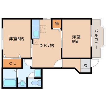 間取図 近鉄大阪線（近畿）/桜井駅 徒歩20分 1階 築20年