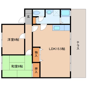 間取図 近鉄大阪線（近畿）/桜井駅 徒歩7分 1階 築33年
