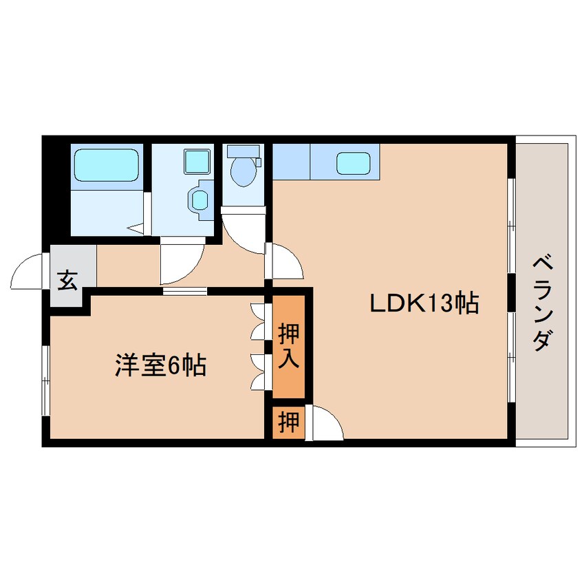 間取図 桜井線<万葉まほろば線>/香久山駅 徒歩3分 2階 築21年
