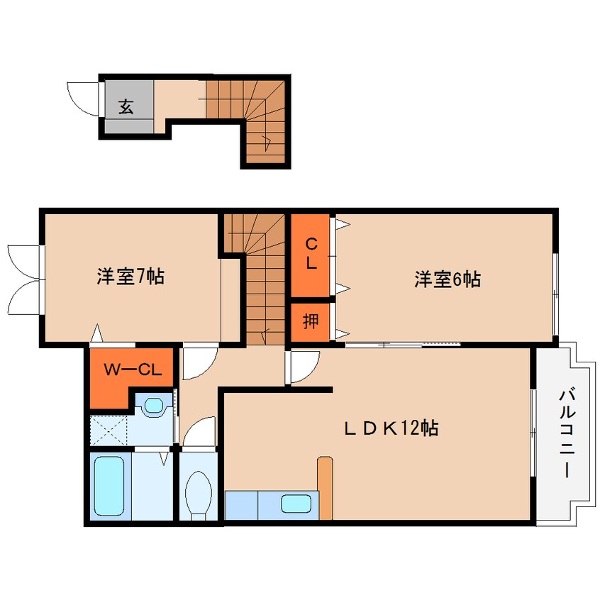 間取図 近鉄大阪線（近畿）/桜井駅 徒歩15分 2階 築19年