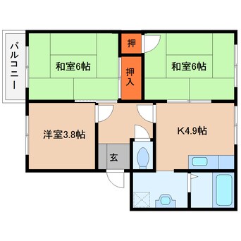 間取図 近鉄大阪線（近畿）/桜井駅 徒歩18分 1階 築27年