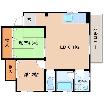 間取図 近鉄大阪線（近畿）/大和朝倉駅 徒歩6分 1階 築19年