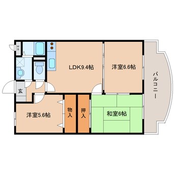 間取図 近鉄大阪線（近畿）/桜井駅 徒歩7分 3階 築19年