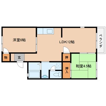 間取図 近鉄大阪線（近畿）/桜井駅 徒歩13分 2階 築39年