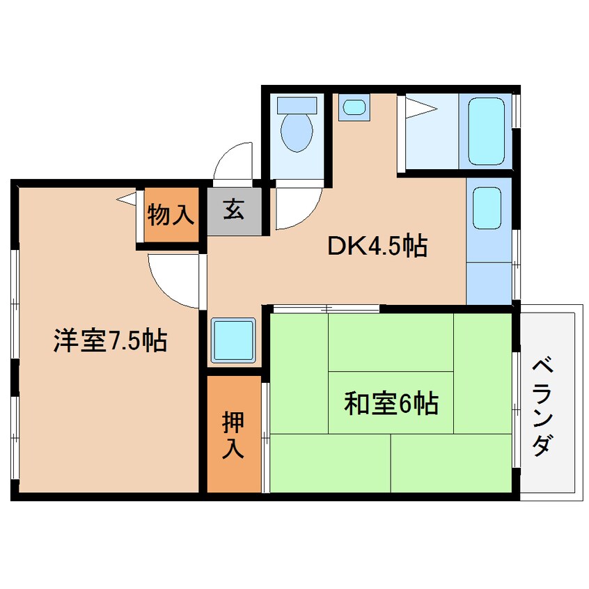 間取図 近鉄大阪線（近畿）/桜井駅 徒歩25分 2階 築32年