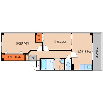 間取図 近鉄大阪線（近畿）/桜井駅 徒歩27分 3階 築18年