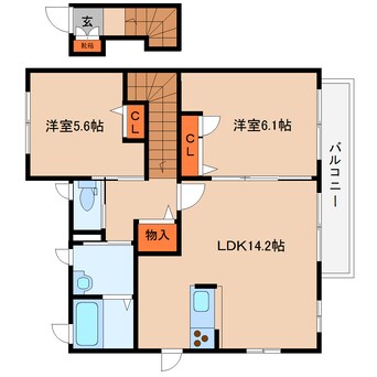 間取図 近鉄大阪線（近畿）/大和朝倉駅 徒歩4分 2階 築15年