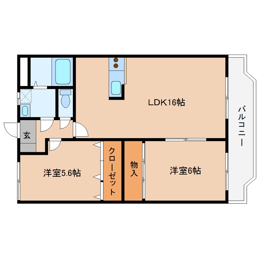 間取図 近鉄大阪線（近畿）/大和朝倉駅 徒歩6分 3階 築15年