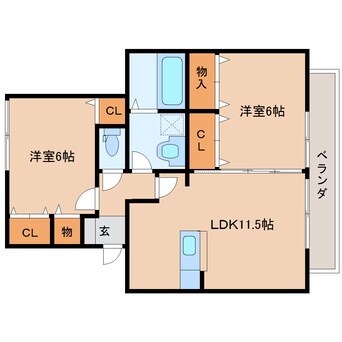 間取図 近鉄大阪線（近畿）/桜井駅 徒歩16分 2階 築14年