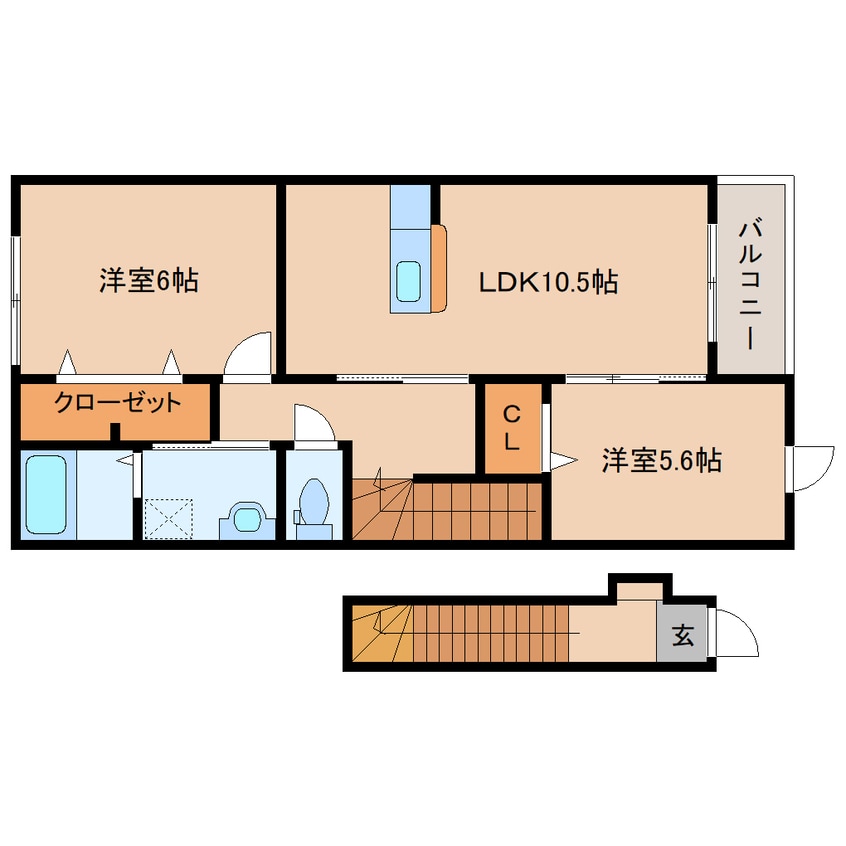 間取図 近鉄大阪線（近畿）/榛原駅 徒歩6分 2階 築16年