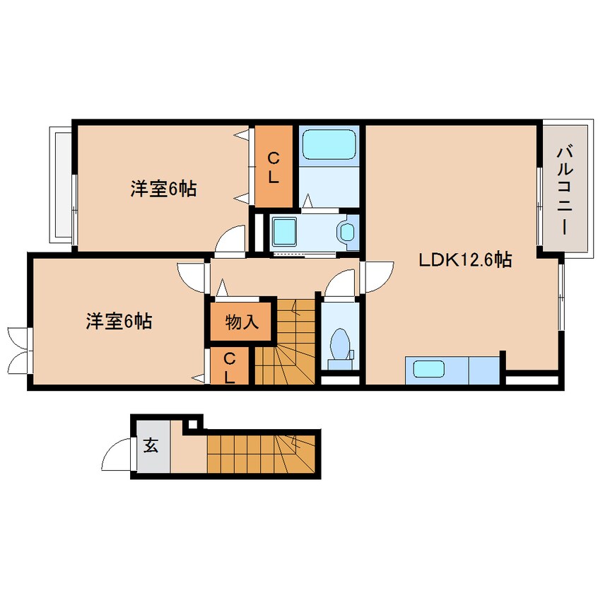 間取図 近鉄大阪線（近畿）/大福駅 徒歩10分 2階 築12年