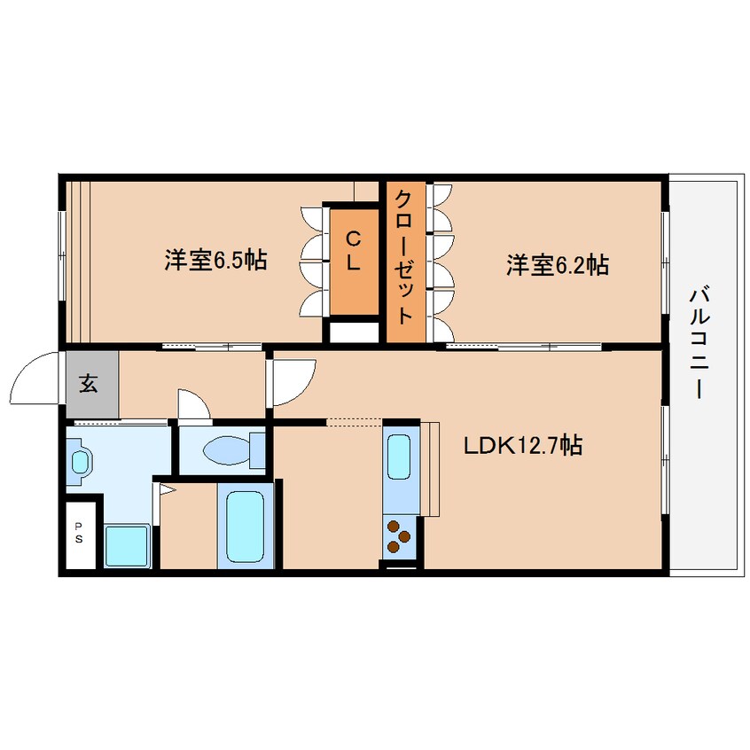 間取図 近鉄大阪線（近畿）/桜井駅 徒歩21分 2階 築11年