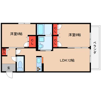 間取図 近鉄大阪線（近畿）/桜井駅 徒歩21分 2階 築10年