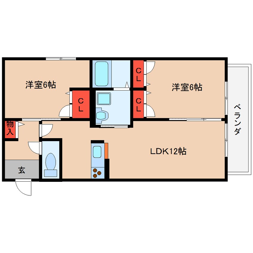 間取図 近鉄大阪線（近畿）/桜井駅 徒歩21分 2階 築10年