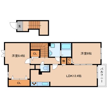 間取図 近鉄大阪線（近畿）/桜井駅 徒歩12分 2階 築10年