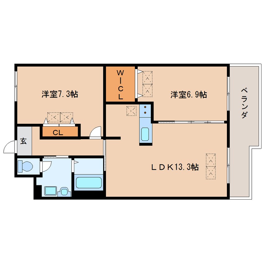 間取図 近鉄大阪線（近畿）/桜井駅 徒歩18分 1階 築18年