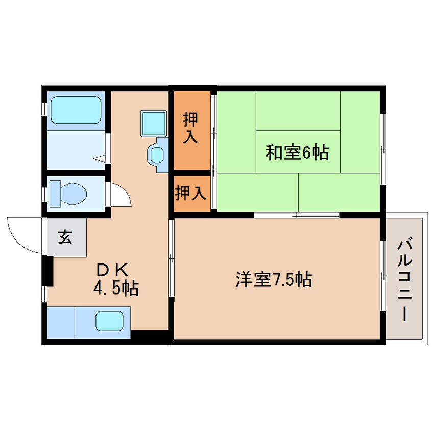 間取図 近鉄大阪線（近畿）/大和朝倉駅 徒歩22分 2階 築34年