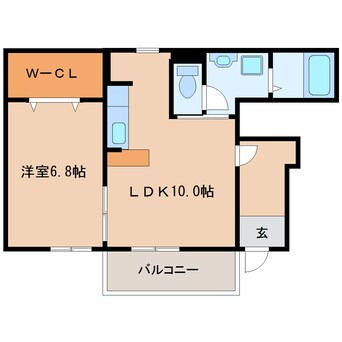 間取図 桜井線<万葉まほろば線>/三輪駅 徒歩10分 1階 築8年