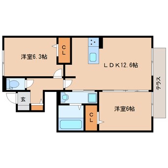 間取図 近鉄大阪線（近畿）/桜井駅 徒歩5分 1階 築4年