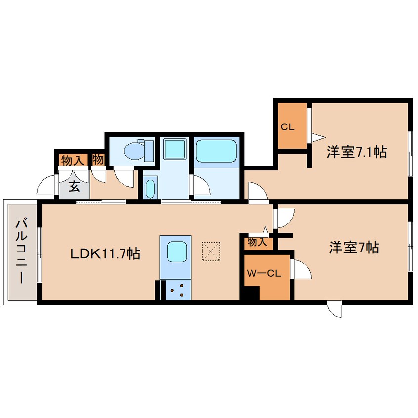 間取図 桜井線<万葉まほろば線>/三輪駅 徒歩10分 1階 築3年