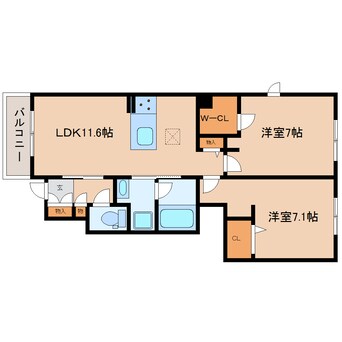 間取図 桜井線<万葉まほろば線>/三輪駅 徒歩10分 1階 築1年