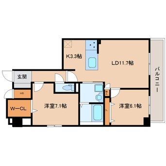 間取図 近鉄大阪線（近畿）/桜井駅 徒歩4分 5階 築2年