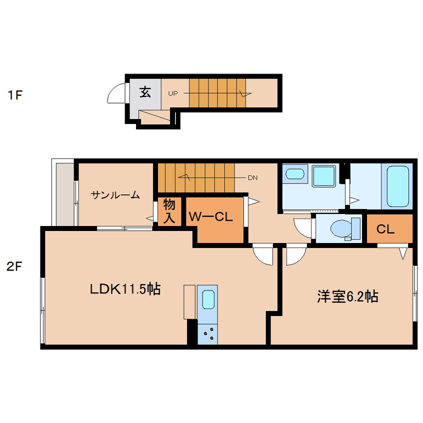 間取図 近鉄大阪線（近畿）/桜井駅 徒歩9分 2階 1年未満