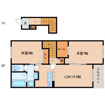 間取図 桜井線<万葉まほろば線>/三輪駅 徒歩10分 2階 築1年