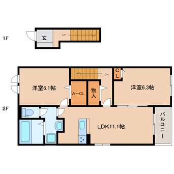 間取図 桜井線<万葉まほろば線>/香久山駅 徒歩7分 2階 建築中