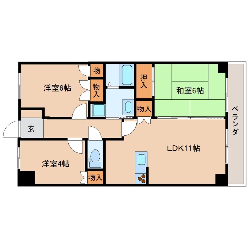 間取図 近鉄天理線/前栽駅 徒歩10分 9階 築29年