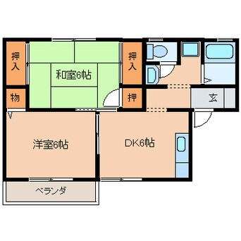 間取図 近鉄天理線/天理駅 徒歩15分 2階 築26年