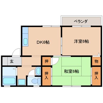 間取図 近鉄天理線/天理駅 徒歩15分 2階 築26年