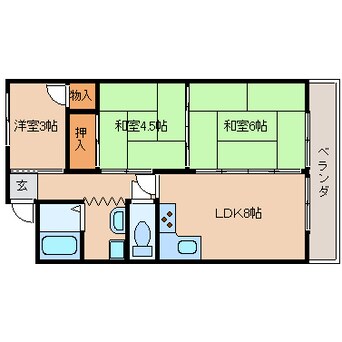 間取図 近鉄天理線/天理駅 徒歩7分 5階 築36年