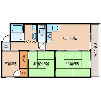 間取図 近鉄天理線/天理駅 徒歩7分 4階 築36年