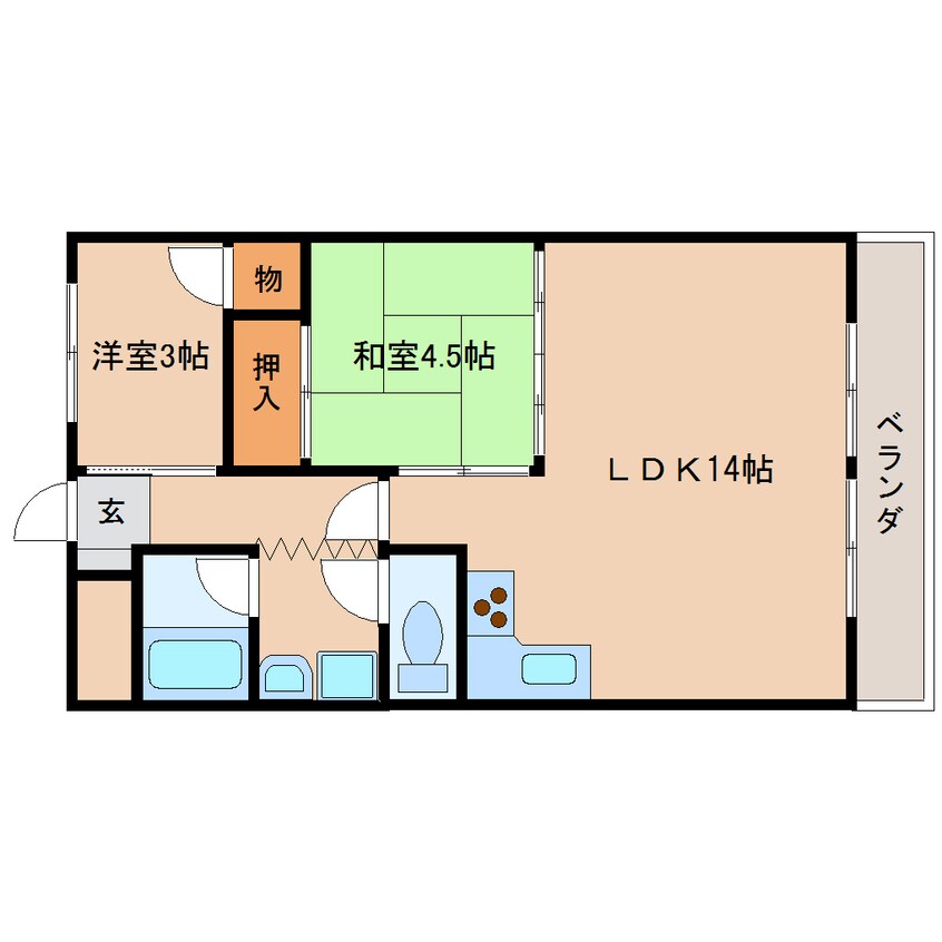 間取図 近鉄天理線/天理駅 徒歩7分 4階 築36年