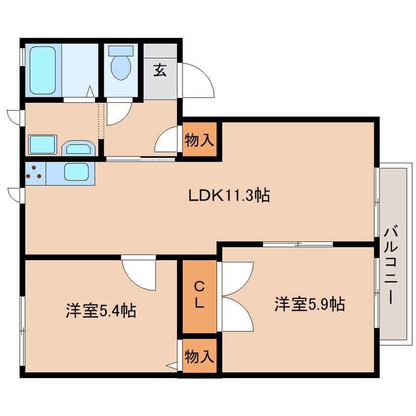 間取図 近鉄天理線/天理駅 徒歩8分 1階 築28年