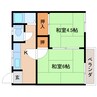 桜井線<万葉まほろば線>/櫟本駅 徒歩3分 2階 築47年 2Kの間取り