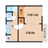 桜井線<万葉まほろば線>/櫟本駅 徒歩3分 2階 築47年 2Kの間取り