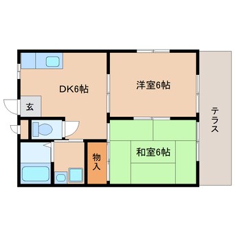 間取図 近鉄天理線/前栽駅 徒歩6分 1階 築30年