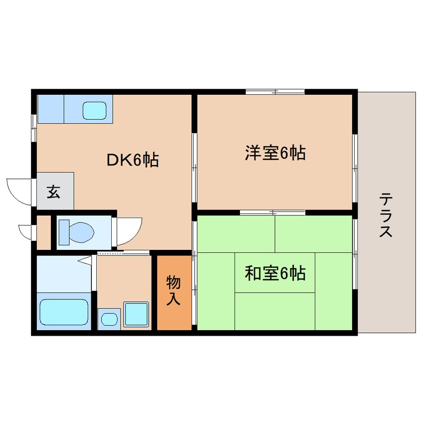 間取図 近鉄天理線/前栽駅 徒歩6分 1階 築30年