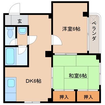 間取図 桜井線<万葉まほろば線>/櫟本駅 徒歩7分 1階 築33年