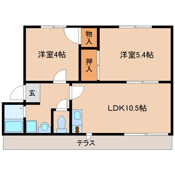 間取図 近鉄天理線/天理駅 徒歩24分 1階 築33年