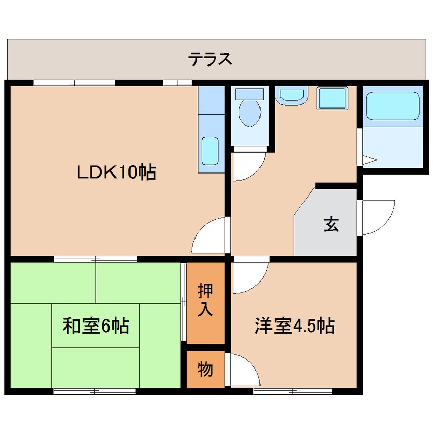 間取図 近鉄天理線/天理駅 バス7分勾田下車:停歩1分 1階 築31年