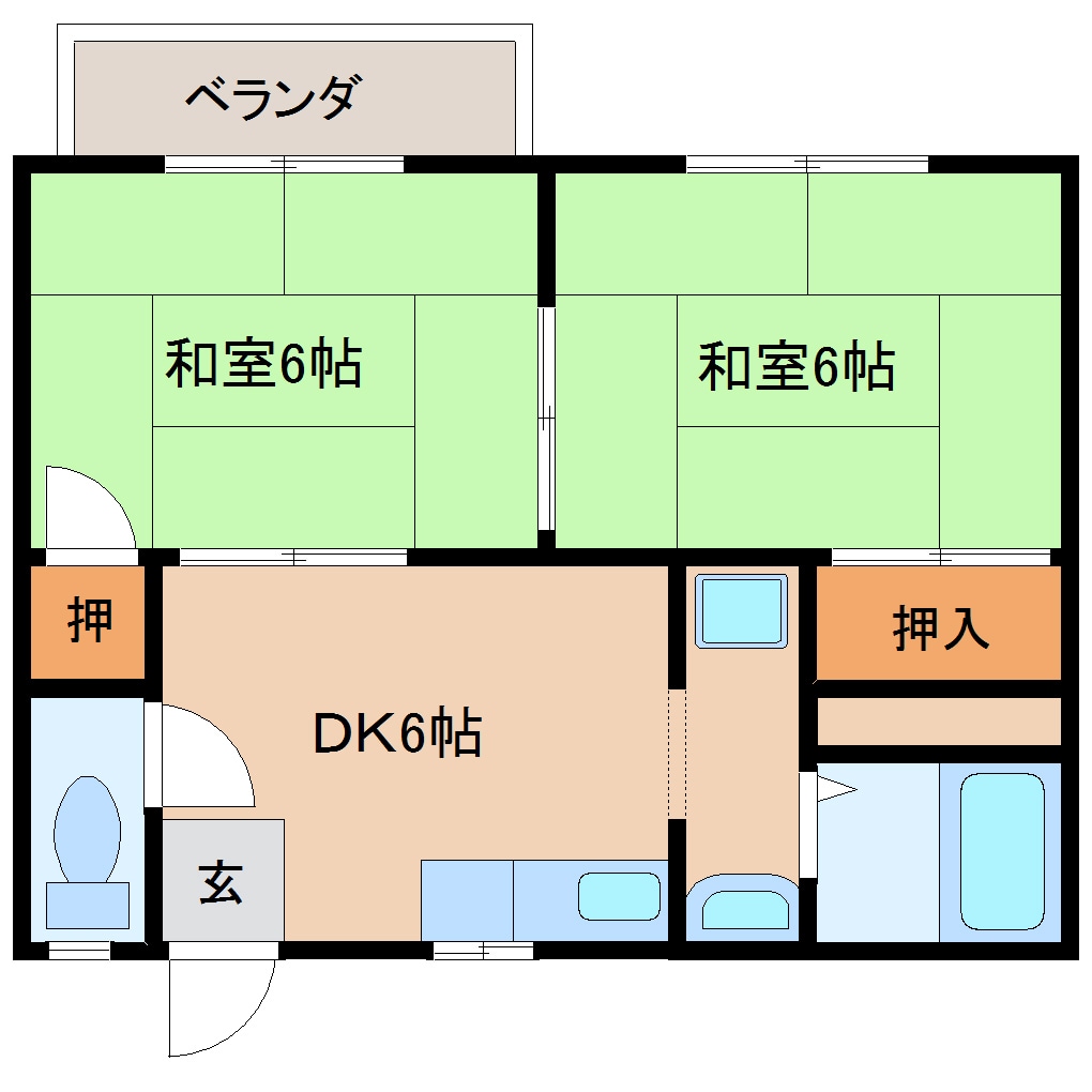 間取り図 近鉄天理線/天理駅 バス6分勾田下車:停歩2分 2階 築34年