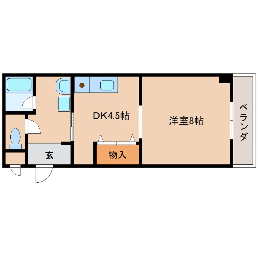 間取図 近鉄天理線/天理駅 徒歩5分 4階 築42年