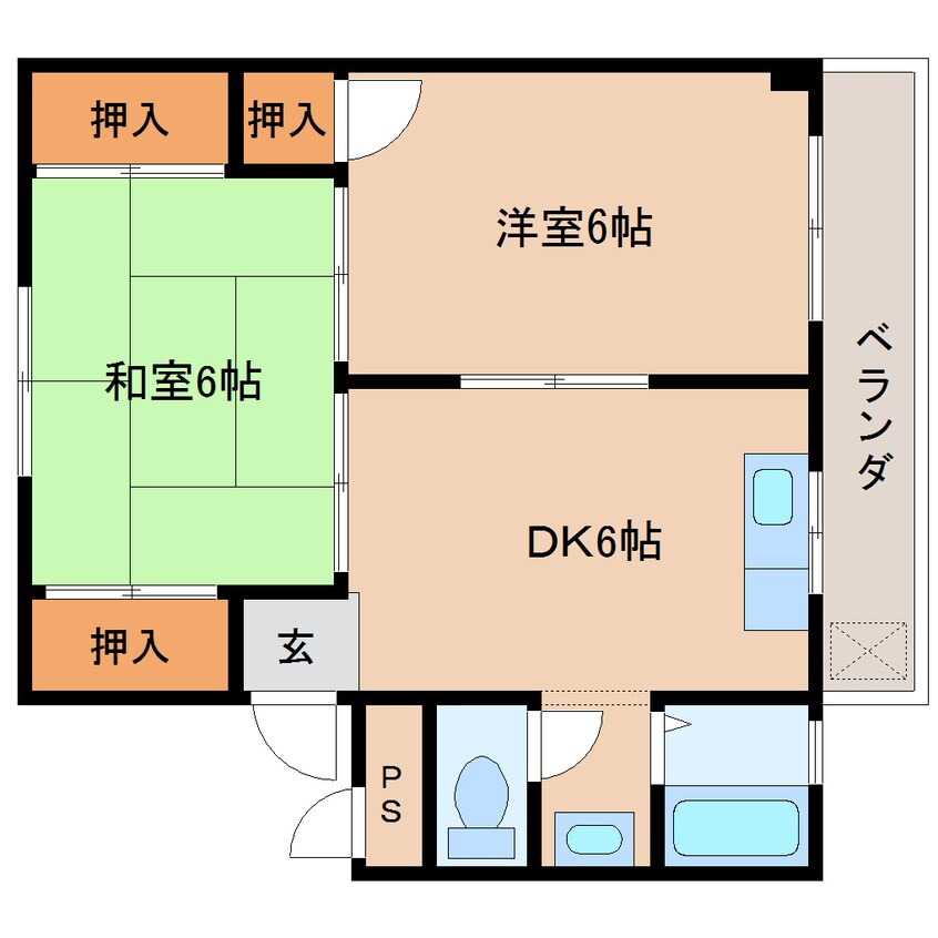 間取図 近鉄天理線/天理駅 徒歩8分 3階 築45年