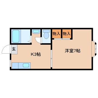 間取図 近鉄天理線/天理駅 徒歩30分 2階 築44年