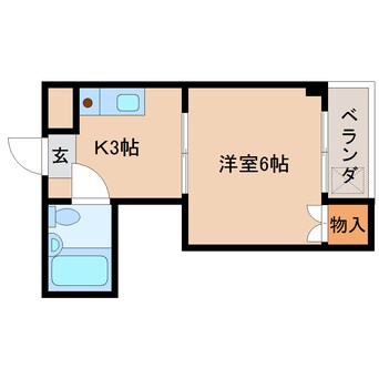 間取図 近鉄天理線/天理駅 徒歩5分 3階 築33年